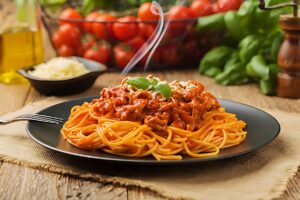 Mì spaghetti zucchini sốt bò bằm phô mai