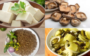 Nguyên liệu cho món đậu hũ sốt thịt bằm