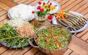 Nguyên liệu nấu lẩu cá kèo rau đắng