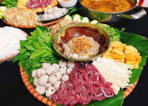 Nguyên liệu nấu lẩu cua đồng rau muống chuẩn vị